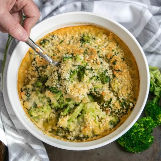 Skinny Broccoli Cheese Casserole - Recipe photo by thehungrywaitress