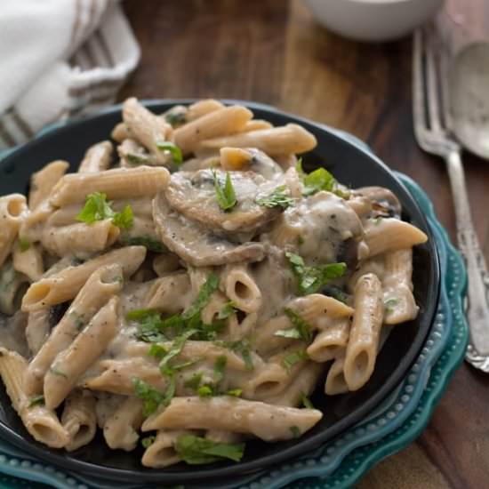 SKINNY CREAM OF MUSHROOM PASTA - Recipe photo by pepperbowl