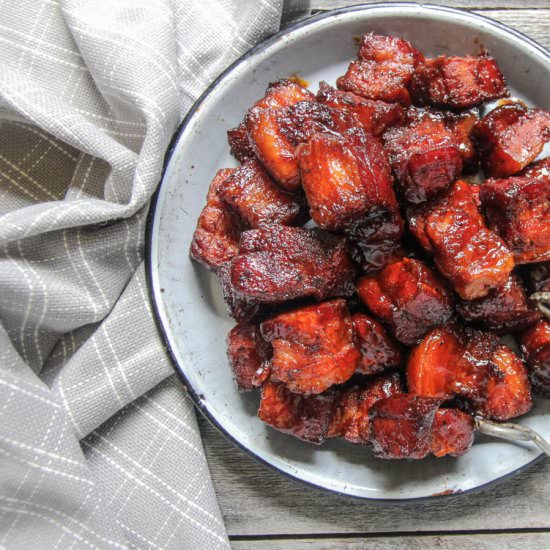 BBQ Pork Belly Burnt Ends - Recipe photo by Jess Pryles