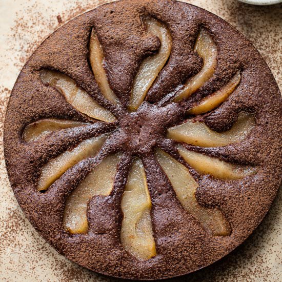 flourless chocolate pear cake - Recipe photo by FamilyStyle Food