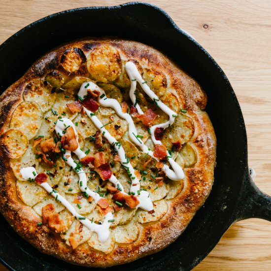 Cast Iron Baked Potato Pizza - Recipe photo by Healthfully Ever After