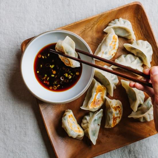 Pork, Chard, and Chive Dumplings - Recipe photo by gatheranddine