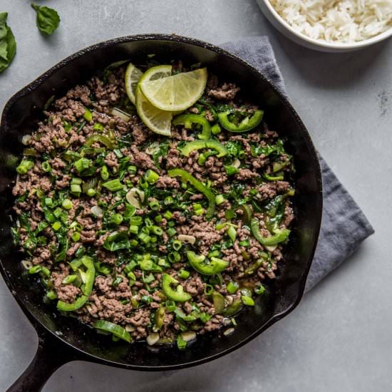 Thai Beef Stir Fry with Basil - Recipe photo by platingsandpairings