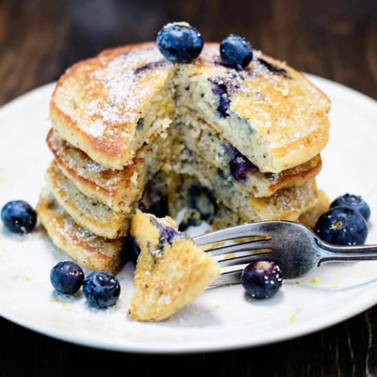 GF Lemon Blueberry Pancakes - Recipe photo by crazyinspiredlife