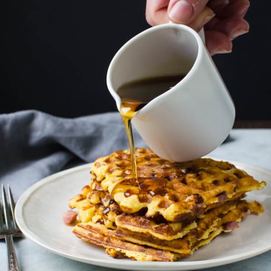 Ham and Manchego Waffles - Recipe photo by garlic and zest