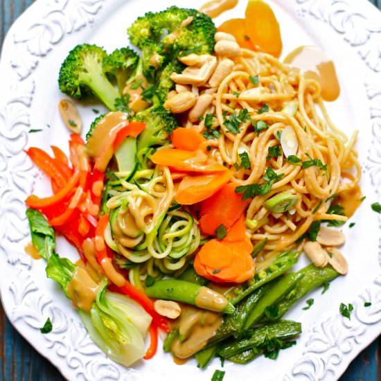 Veggie Noodle Salad w/ Peanut Sauce - Recipe photo by Studio Delicious