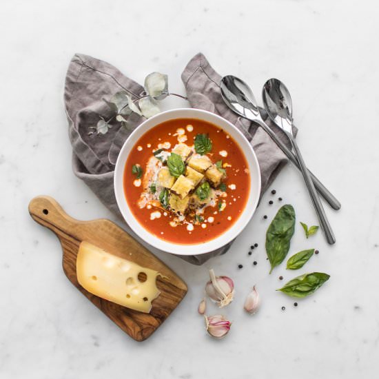 Tomato Soup & Jarlsberg Croutons - Recipe photo by Chef Sous Chef