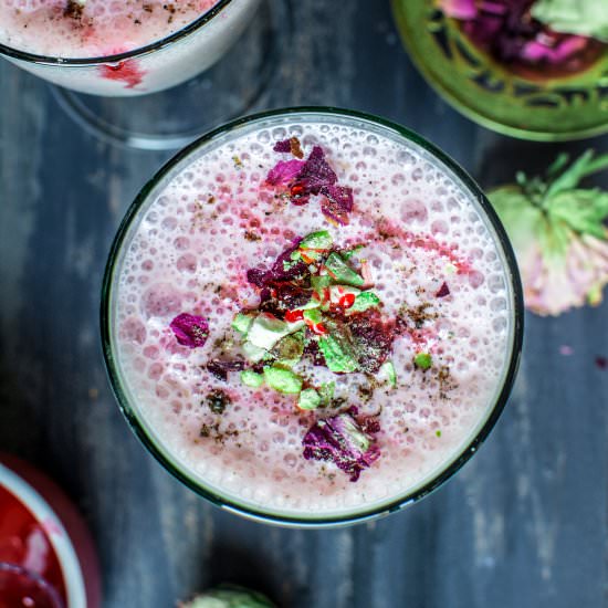Gulkand Lassi - Recipe photo by Anu@MyGingerGarlicKitchen