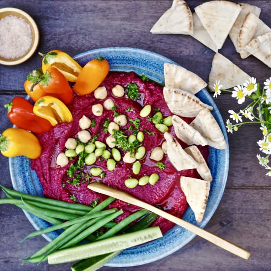 Beet Hummus - Recipe photo by simmerandsauce