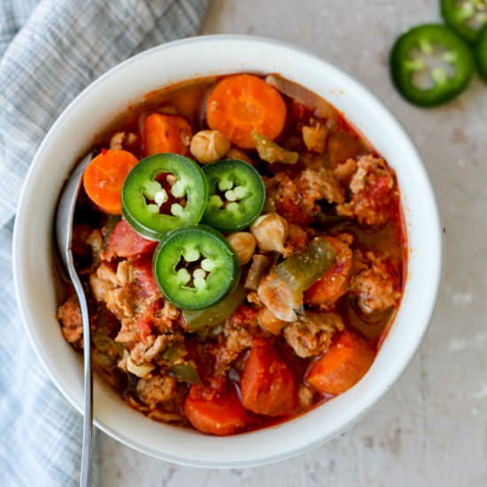 SlowCooker Turkey Chili w/Red Curry - Recipe photo by getwellwithem