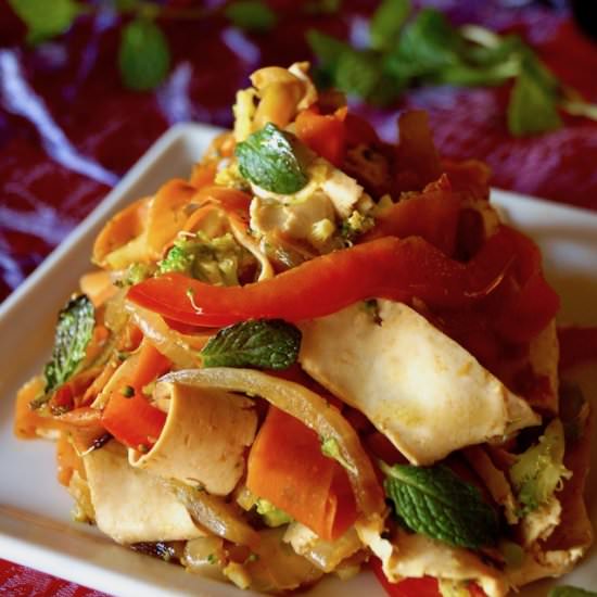 Vegetable Mint Tofu Noodles - Recipe photo by cookingontheweekends