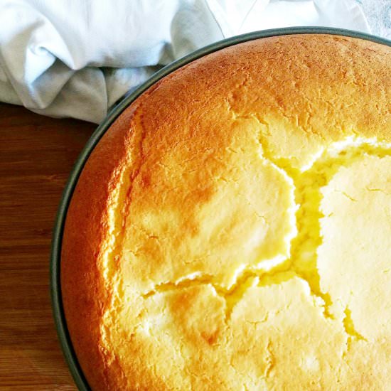 Baked plain cheesecake. - Recipe photo by La Mora Romagnola