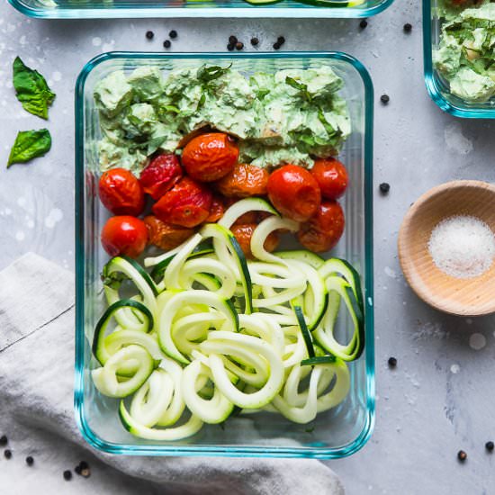 Basil Pesto Chicken Meal Prep Bowls - Recipe photo by foodfaithfitness