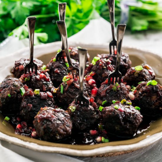 Pomegranate Cocktail Meatballs - Recipe photo by jocooks