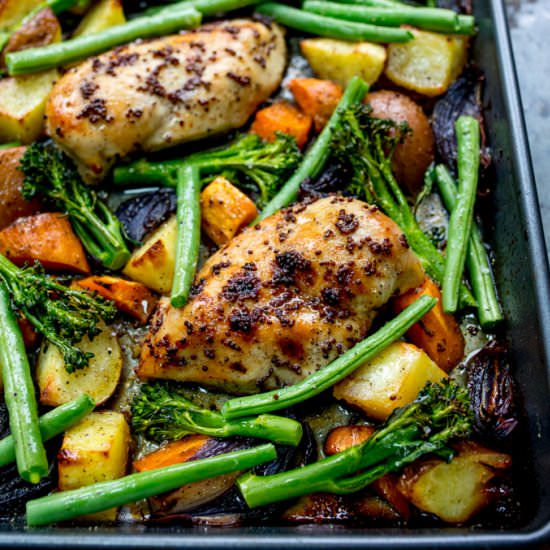 Sheet Pan Honey Mustard Chicken - Recipe photo by KitchenSanctuary