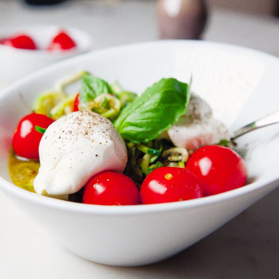 Pesto Zoodles with Burrata Cheese - Recipe photo by amazingpaleo