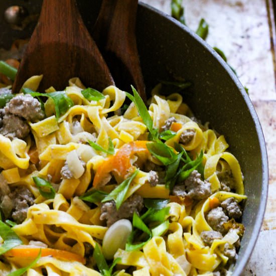 Creamy beef bell pepper pasta - Recipe photo by Berrymaple