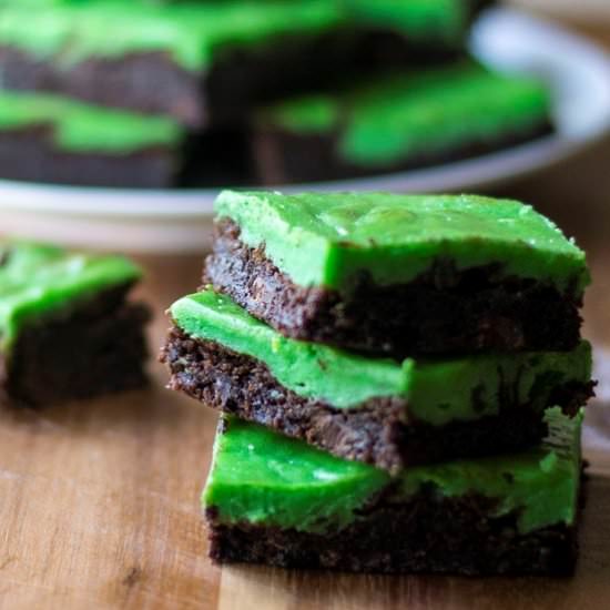 Green Cheesecake Brownie Bars - Recipe photo by AWickedWhisk