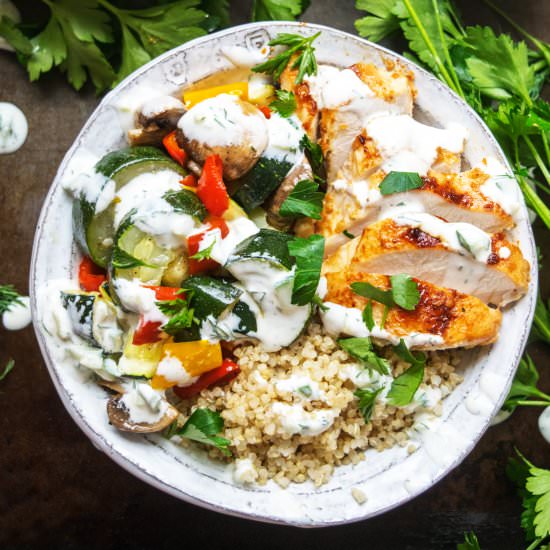 Healthy Greek Chicken Bowl - Recipe photo by thehungrywaitress