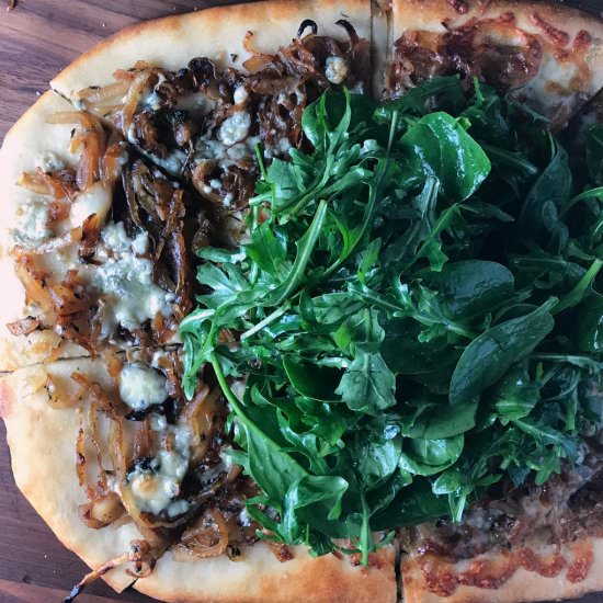 Jammy Onion & Herb Salad Pizza - Recipe photo by offscriptrecipes