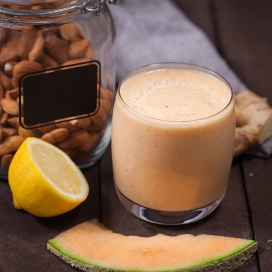 Cantaloupe-Ginger-Almond Smoothie - Recipe photo by Mychefsapron