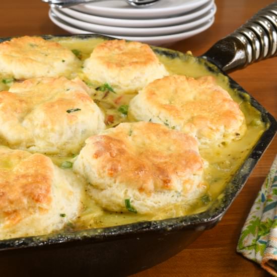 Chicken and Mushroom Skillet Pot Pie - Recipe photo by For the Love of Cooking