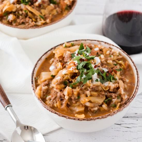 HEARTY ONE POT STUFFED CABBAGE SOUP - Recipe photo by Whole Food Bellies