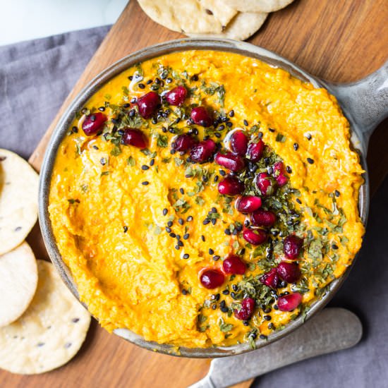 Roasted Carrot Tahini Dip - Recipe photo by Nourish Everyday