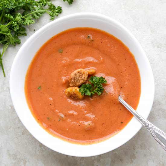 Creamy Protein Rich Tomato Soup - Recipe photo by okonomi kitchen