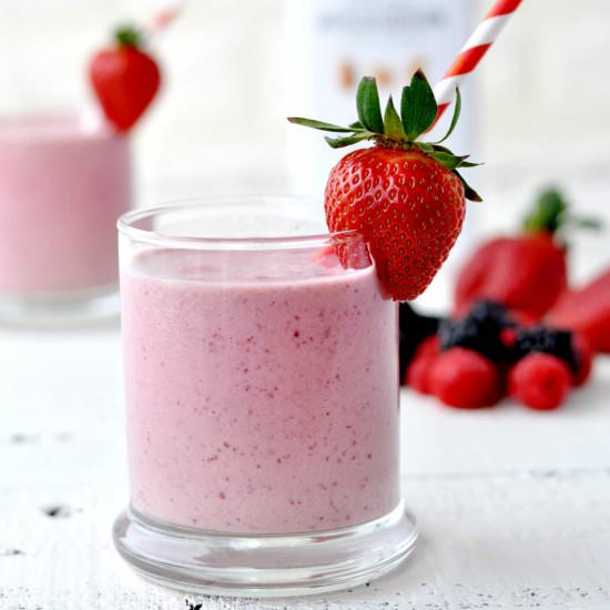 Peanut Butter and Jelly Smoothie - Recipe photo by Peace Love and Low Carb