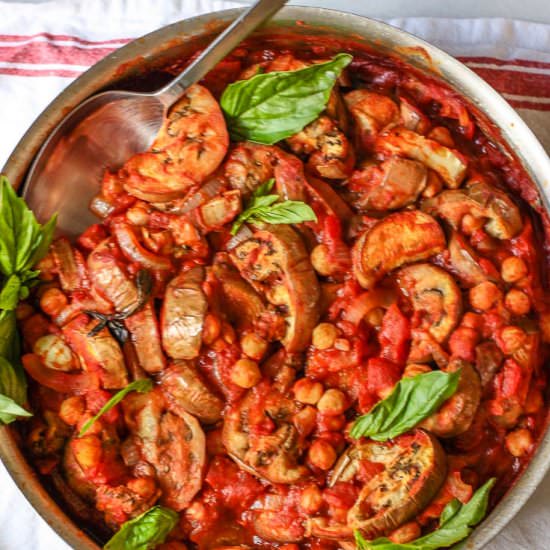 Baked Eggplant Chickpea Skillet - Recipe photo by kitchenofyouth