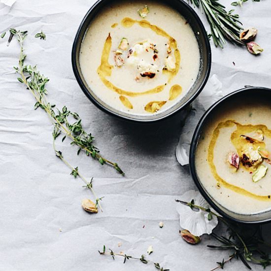 Roasted Cauliflower & Garlic Soup - Recipe photo by thygoodness