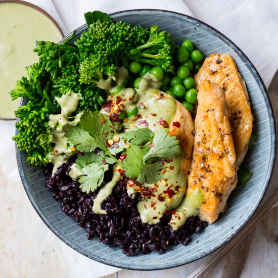 Easy Chicken Black Rice Bowls - Recipe photo by Nourish Everyday