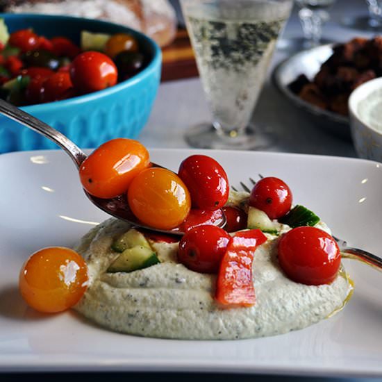 Tomato Salad with Whipped Ricotta - Recipe photo by A Little and A Lot