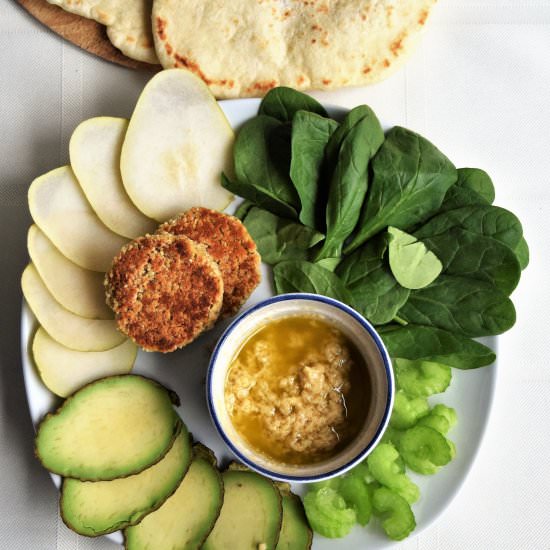 falafels, pita and veggies - Recipe photo by exploredough