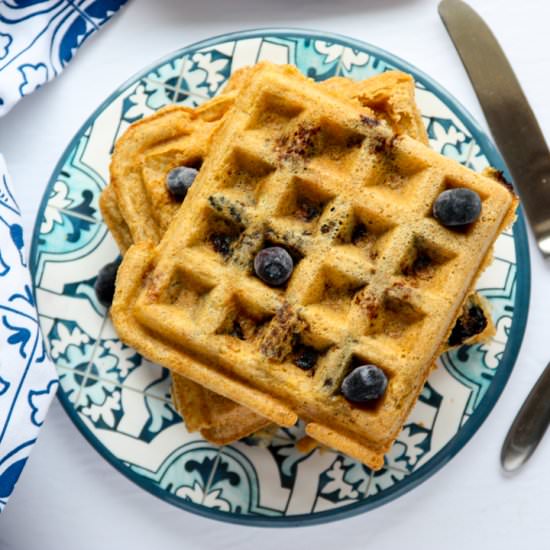 Blueberry Coconut Waffles - Recipe photo by the food blog