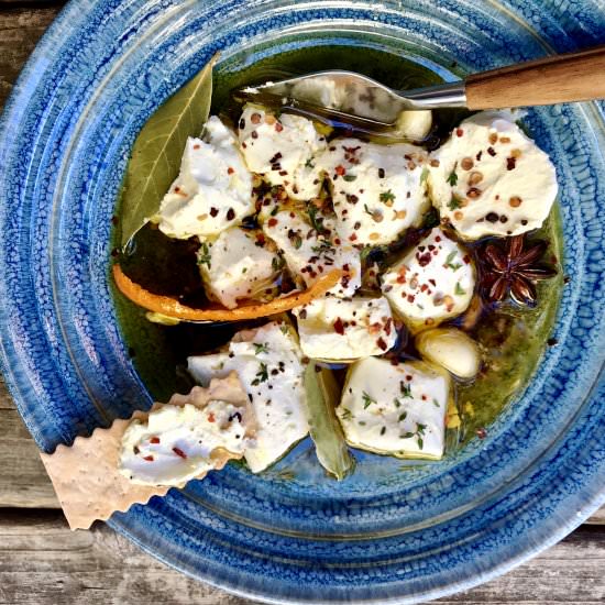 Herb Marinated Goat Cheese - Recipe photo by simmerandsauce