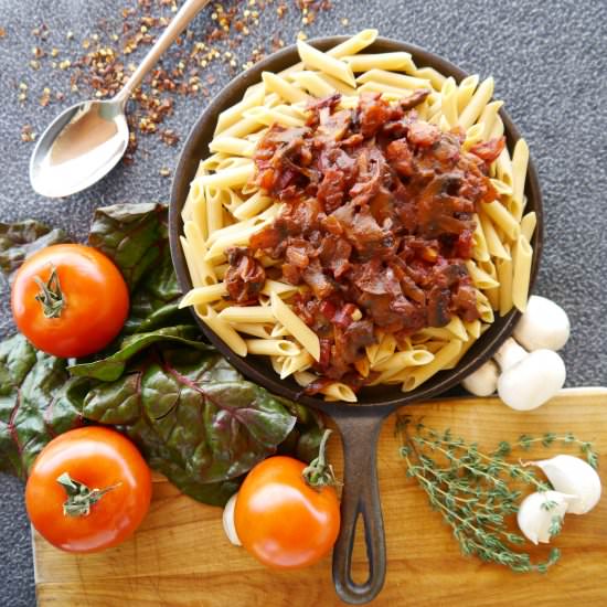 Fresh Tomato and Mushroom Arrabiata - Recipe photo by CookBetterThan