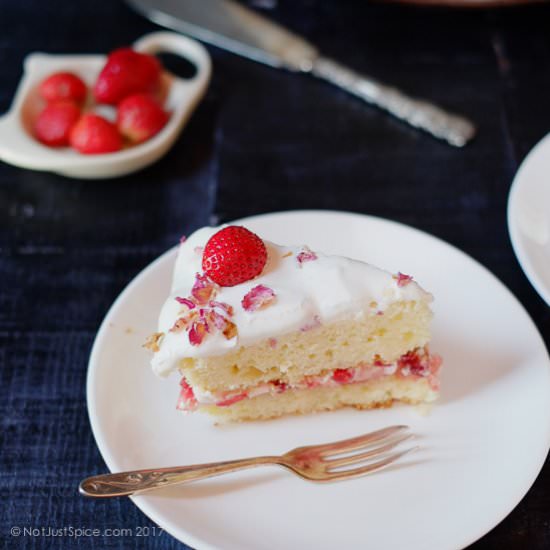 Strawberry Rose Jammy Cake - Recipe photo by notjustspice