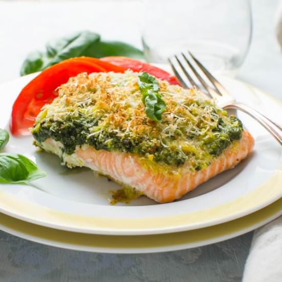Baked Salmon Pesto - Recipe photo by garlic and zest