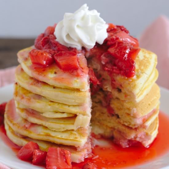Strawberry Cheesecake Pancakes - Recipe photo by mildlymeandering