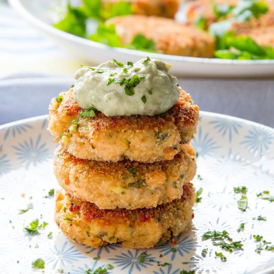 Salmon Patties with Avocado Sauce - Recipe photo by ItalianRecipeBook