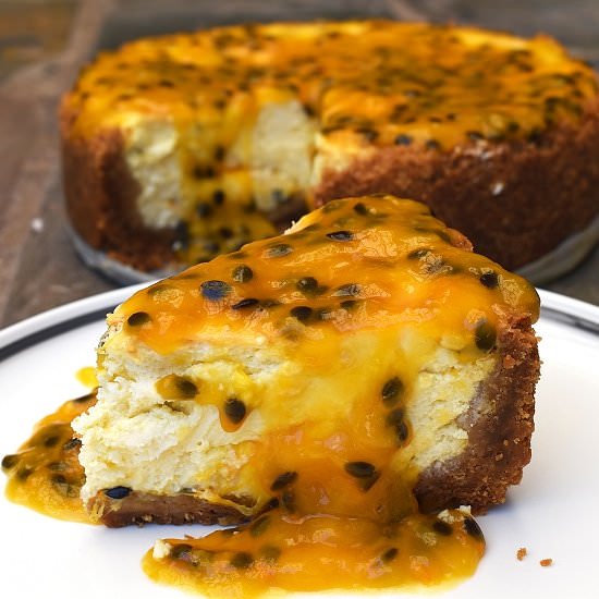 Baked Passionfruit Cheesecake - Recipe photo by lightscamerabake