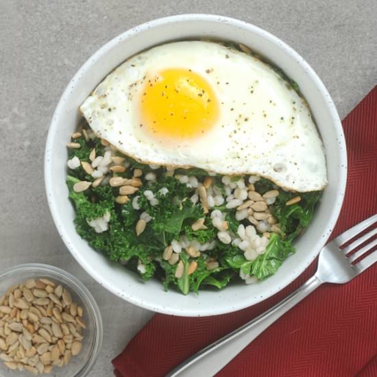 Barley and Kale Breakfast Bowl - Recipe photo by alisonsallspice