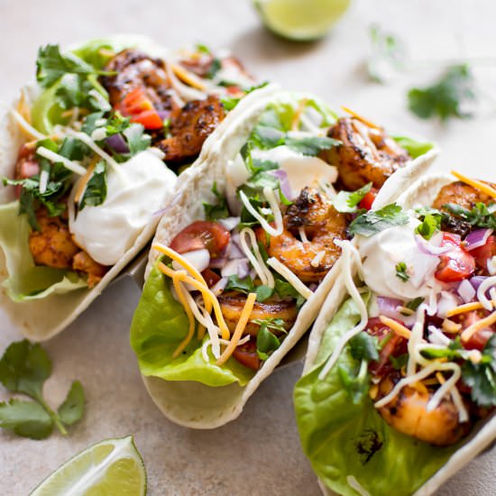 Easy Blackened Shrimp Tacos - Recipe photo by saltandlavender