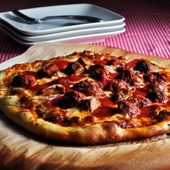 Homemade Meatball Pizza - Recipe photo by A Little and A Lot