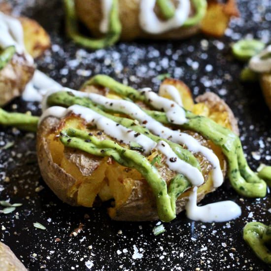 Crispy Smashed Potatoes - Recipe photo by Lemon Thymes