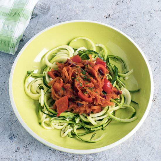 Veggie pasta sauce with zoodles - Recipe photo by Mandy Sneaky Veg