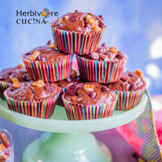 Eggless Banana Chocolate Muffins - Recipe photo by Herbivore Cucina