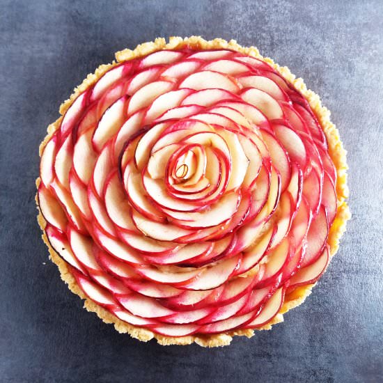 Easy French Apple Rose Tart - Recipe photo by Bluespoonbakery